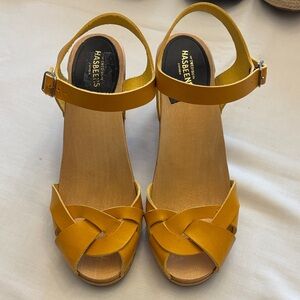 Swedish Hasbeens Yellow Leather Sandals